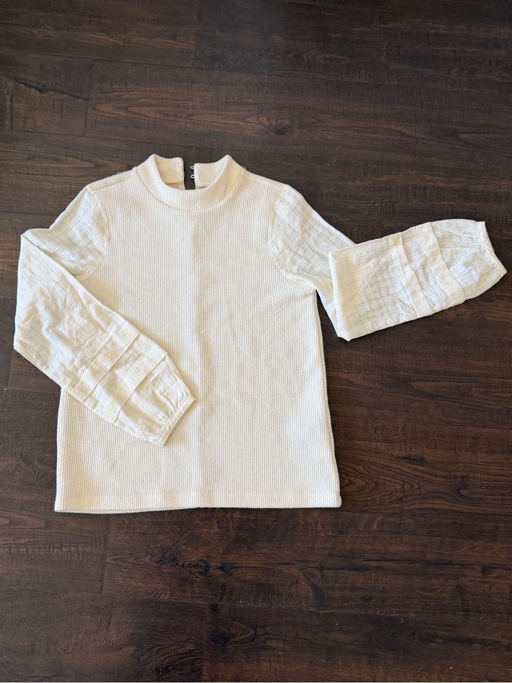 Bohme Cream Ribbed Mock Neck Sweater
